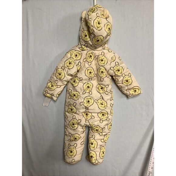 Disney Baby Winnie the Pooh yellow fleece lined full zip snow suit AOP size 3-6m - Picture 4 of 4
